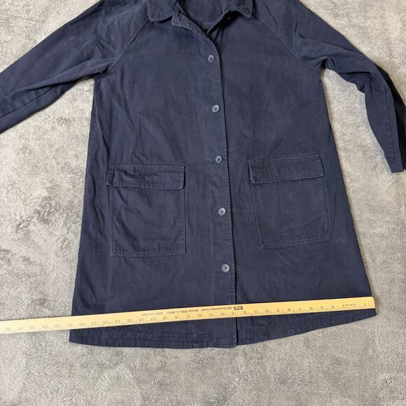 Seasalt Cornwall Roberts Coat Navy Blue Canvas Womens 12 Lined Button Overcoat - Picture 8 of 12